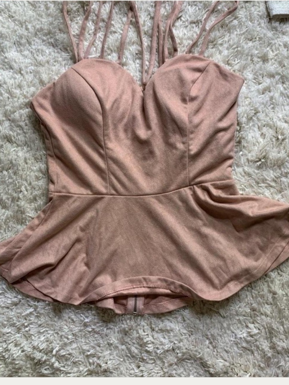 Charlotte Russe Dusty Rose Strappy Peplum Bustier Top